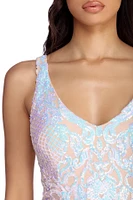 Elsa Formal Iridescent Sequin Dress