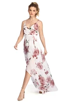 Janine Floral Chiffon High Low Dress