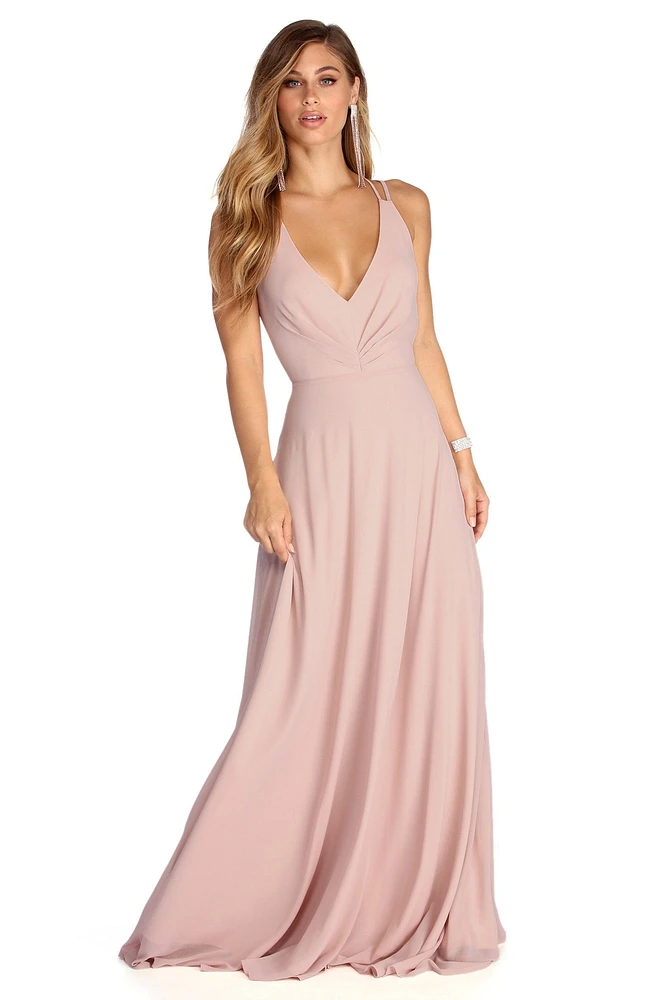 Hannah Formal Pleated Chiffon Dress