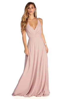 Hannah Formal Pleated Chiffon Dress