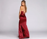 Bryn Satin Lace Up Formal Dress