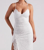 Jessica Formal Lace Slit Long Dress
