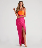 Denise Formal Square Neck Slit Dress