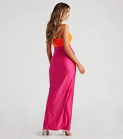Denise Formal Square Neck Slit Dress