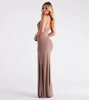 Stacie Formal Cowl Neck Long Dress