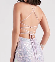 Edlyn Sequin Laceup Mermaid Formal Dress