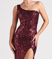 Eris Formal Sequin Scroll Dress