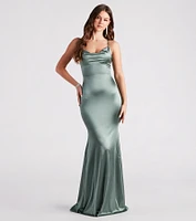 Jennifer Stretch Satin Ruched Formal Dress