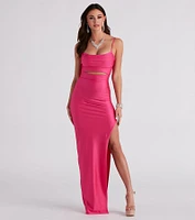 Celia Formal Cutout High Slit Column Dress