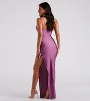 Celia Formal Cutout High Slit Column Dress