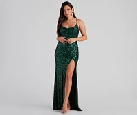 Esperanza Formal Sequin Cowl Dress