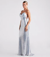 Torrie Formal Sequin Strappy Mermaid Dress