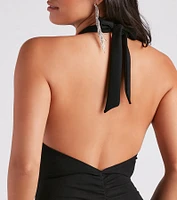 Kaiya Formal Crepe Halter Dress