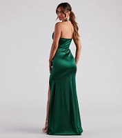 Kenia Formal Satin Halter Long Dress