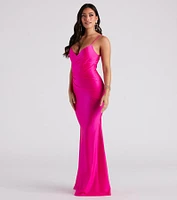 Keyla Satin Wrap A-Line Formal Dress