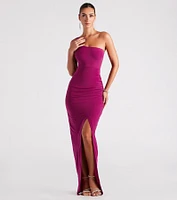 Demi One-Shoulder High Slit Formal Dress