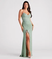 Raina Glitter Knit High Slit Mermaid Dress