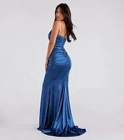 Faith Formal Glitter Ruche Mermaid Dress