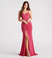Raina Glitter Knit High Slit Mermaid Dress