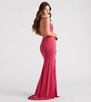 Raina Glitter Knit High Slit Mermaid Dress