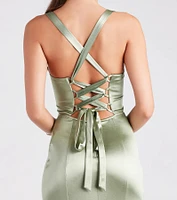 Cassie Formal Satin Lace-Up Mermaid Dress