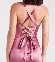 Cassie Formal Satin Lace-Up Mermaid Dress