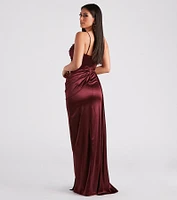 Nova Formal Satin Corset Side Sash Dress