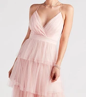 Tyra Formal Tulle Tiered A-Line Dress