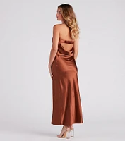 Jaylee Strapless Satin Formal Dress