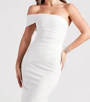 Jackelyn Formal Crepe Wrap Mermaid Dress