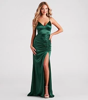 Abigail Ruched Satin Mermaid Dress