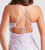 Marleigh Formal Sequin Scroll Dress