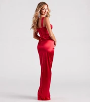 Briella Ruched Satin Corset Formal Dress