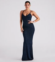 Rachel Formal Glitter Lace-Up Dress