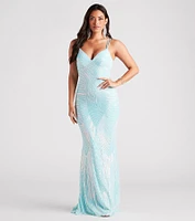 Lyanna Formal Iridescent Sequin Mermaid Dress