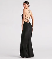 Faye Rhinestone Lace-Up Mermaid Dress