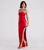 Deb Formal Satin Chain Strap Dress
