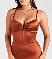 Maisie Formal Satin Corset Slim Long Dress