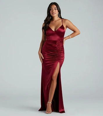 Abigail Ruched Satin Mermaid Dress