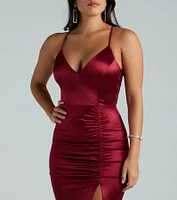 Abigail Ruched Satin Mermaid Dress