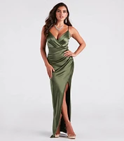 Serena High Slit Satin Formal Dress
