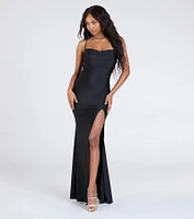 Delia Formal Cowl Neck Long Dress