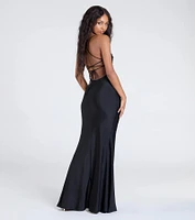 Delia Formal Cowl Neck Long Dress