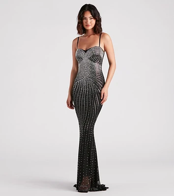Tori Formal Rhinestone Mermaid Long Dress