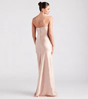 Vanessa Formal Satin Cowl Neck Dress