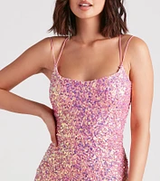 Emmeline Iridescent Sequin A-Line Formal Dress