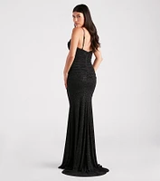 Tamora Formal Glitter Plunge Mermaid Dress