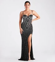 Candice Formal Rhinestone A-Line Long Dress