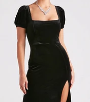 Claudia Formal Velvet Slit Mermaid Dress