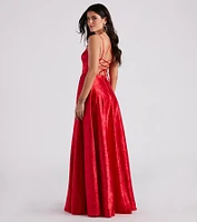 Abby Floral Jacquard Ball Gown